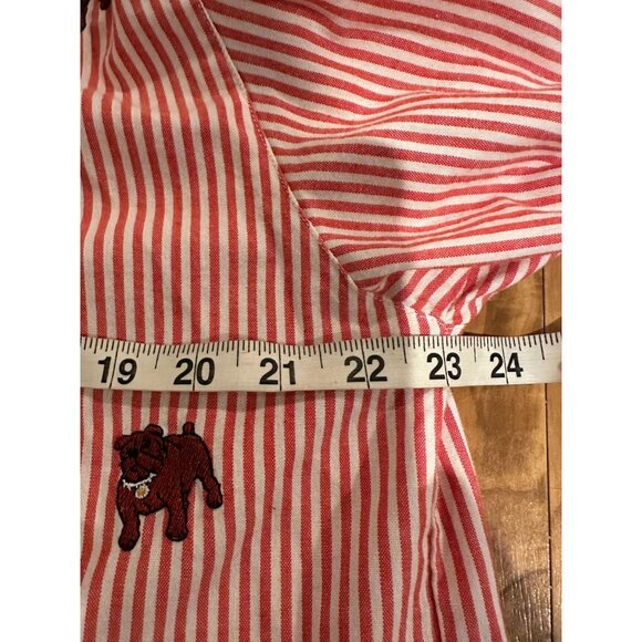Teddi Red‎ White Striped Shirt with Embroidered Dogs – Size Large - Picture 5 of 13